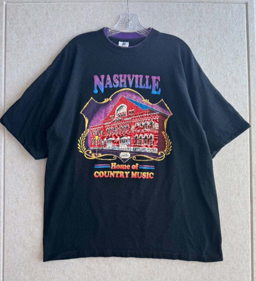 Vintage Nashville Ryman Auditorium Country Music T-Shirt XL Black Single Stitch